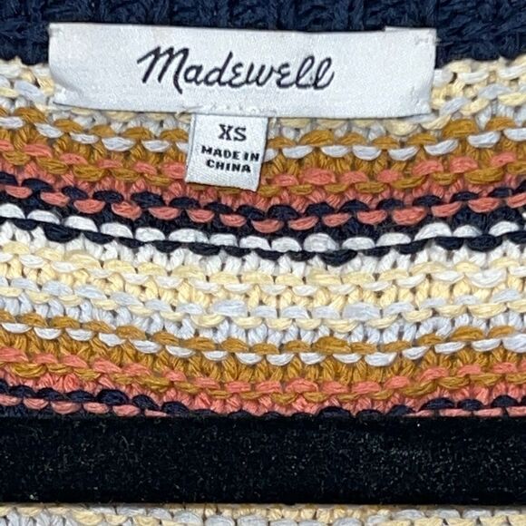 Madewell Arden Striped V Neck Madewell Crop Pullover Sweater Cotton Size Small - Picture 9 of 10